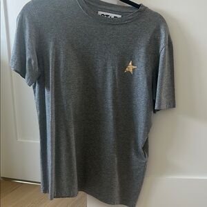Golden Goose Gray Gold Short Sleeve Tee with Classic Crew Neck